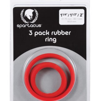 Spartacus Rubber Cock Ring Set - Red Pack of 3