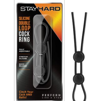 Blush Stay Hard Silicone Double Loop Cock Ring - Black