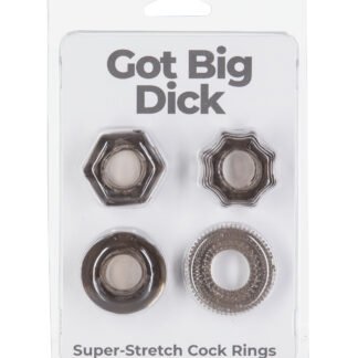 Got Big Dick 4 Pack Cock Rings - Black