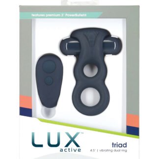 Lux Active Triad 4.5" Vibrating Dual Ring w/Remote - Dark Blue