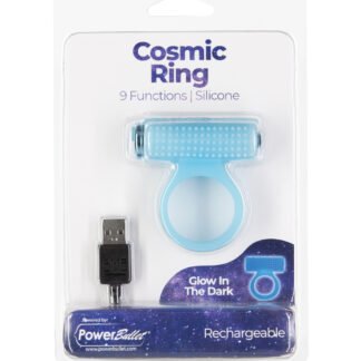 Cosmic Cock Ring w/Rechargeable Bullet - 9 Functions Glow in the Dark