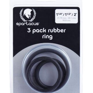 Spartacus Rubber Cock Ring Set - Black Pack of 3
