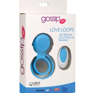 Curve Toys Gossip Love Loops 10X Silicone Cock Ring w/Remote - Azure