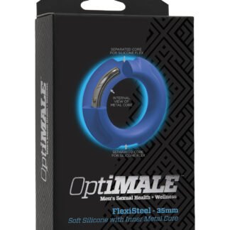 OptiMale FlexiSteel Cock Ring - 35mm Blue