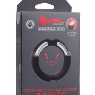 Merci Hybrid Silicone Covered Metal Cock Ring - 35 mm Black