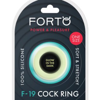 Forto F-19 Two Tone Liquid Silicone Cock Ring - Black/Glow in the Dark