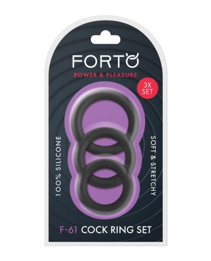 Forto F-61 Liquid 3 Piece Cock Ring Set - Black