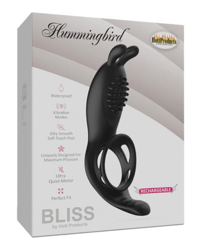 Bliss Hummingbird Vibrating Cock Ring - Black
