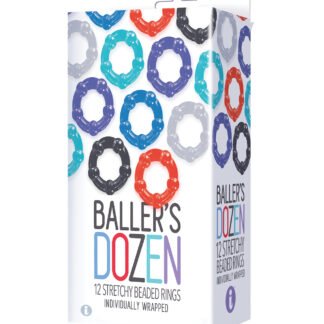 The 9's Baller's Dozen Beaded 12pc Cockring Set - Asst. Colors