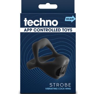 Techno Strobe App Controlled Vibrating Cock Ring - Black