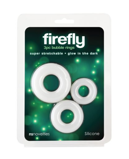 Firefly Glow in the Dark Bubble Cock Rings - White