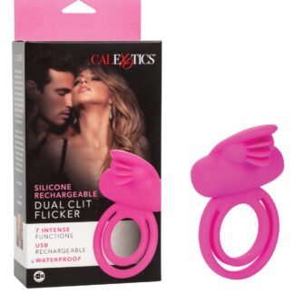 Silicone Rechargeable Dual Clit Flicker Enhancer - Pink