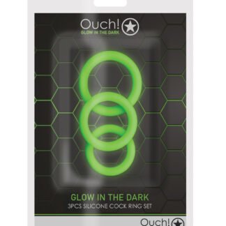 Shots Ouch 3 pc Cock Ring Set - Glow in the Dark